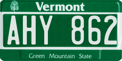 VT license plate AHY862