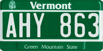 VT license plate AHY863