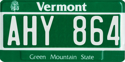 VT license plate AHY864