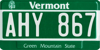 VT license plate AHY867