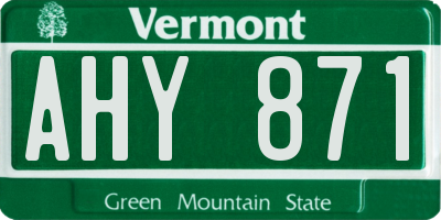 VT license plate AHY871