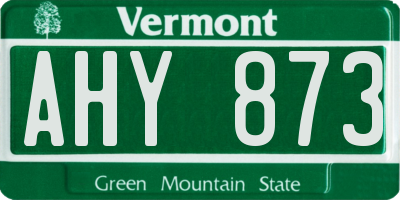 VT license plate AHY873