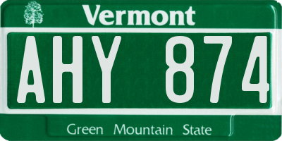 VT license plate AHY874