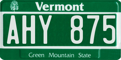 VT license plate AHY875