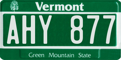 VT license plate AHY877