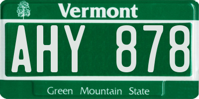 VT license plate AHY878