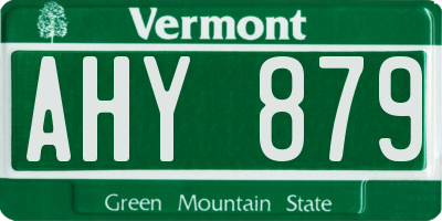 VT license plate AHY879