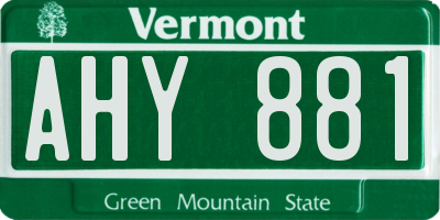 VT license plate AHY881