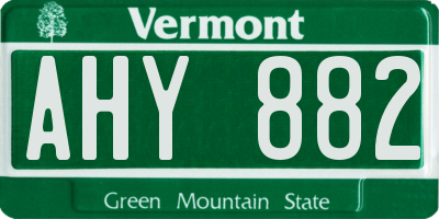 VT license plate AHY882