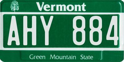 VT license plate AHY884