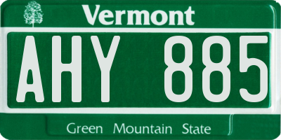 VT license plate AHY885