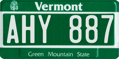 VT license plate AHY887