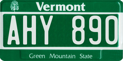 VT license plate AHY890