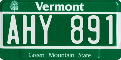 VT license plate AHY891
