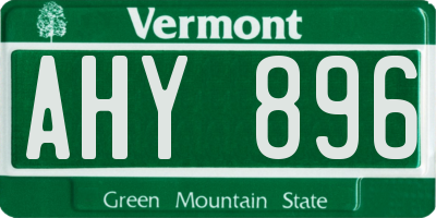 VT license plate AHY896