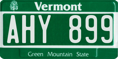 VT license plate AHY899
