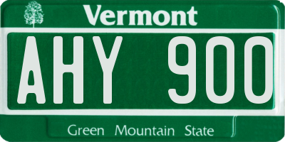 VT license plate AHY900