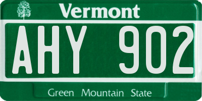VT license plate AHY902