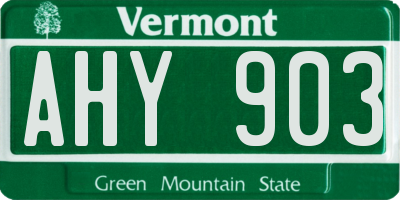 VT license plate AHY903