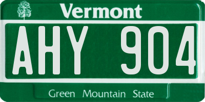 VT license plate AHY904