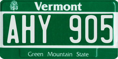 VT license plate AHY905