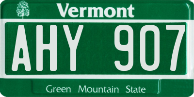 VT license plate AHY907