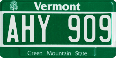 VT license plate AHY909