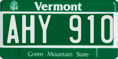 VT license plate AHY910