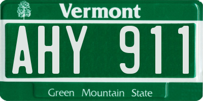 VT license plate AHY911