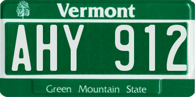 VT license plate AHY912