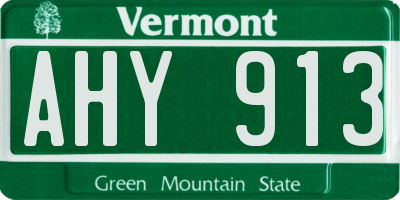 VT license plate AHY913