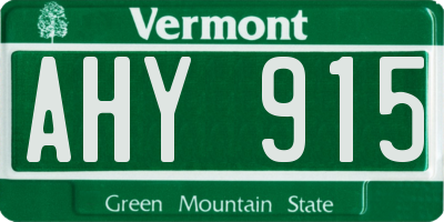 VT license plate AHY915