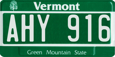 VT license plate AHY916