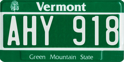 VT license plate AHY918