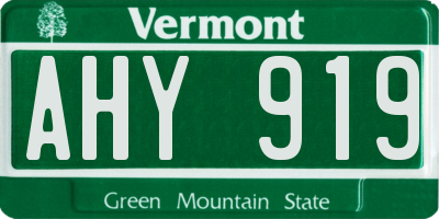 VT license plate AHY919