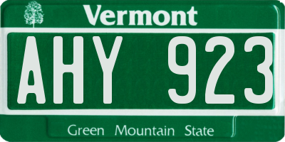 VT license plate AHY923