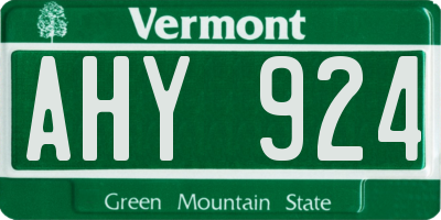 VT license plate AHY924