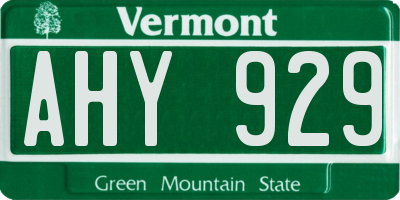 VT license plate AHY929