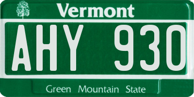 VT license plate AHY930