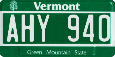 VT license plate AHY940