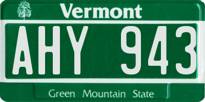 VT license plate AHY943