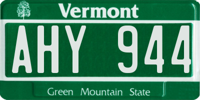 VT license plate AHY944