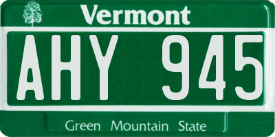 VT license plate AHY945