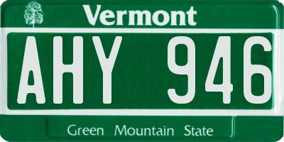 VT license plate AHY946