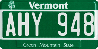 VT license plate AHY948