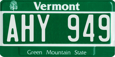 VT license plate AHY949