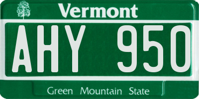 VT license plate AHY950