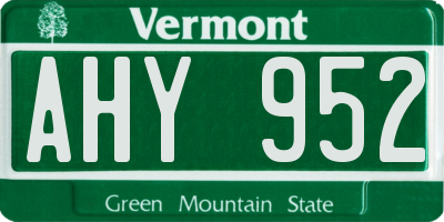 VT license plate AHY952