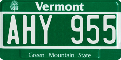 VT license plate AHY955