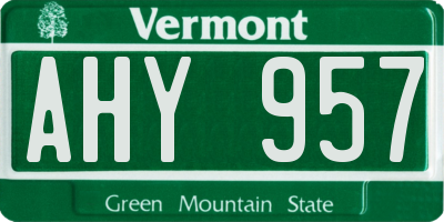 VT license plate AHY957